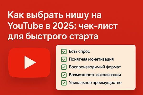 Как выбрать нишу на YouTube в 2025: чек-лист для быстрого старта