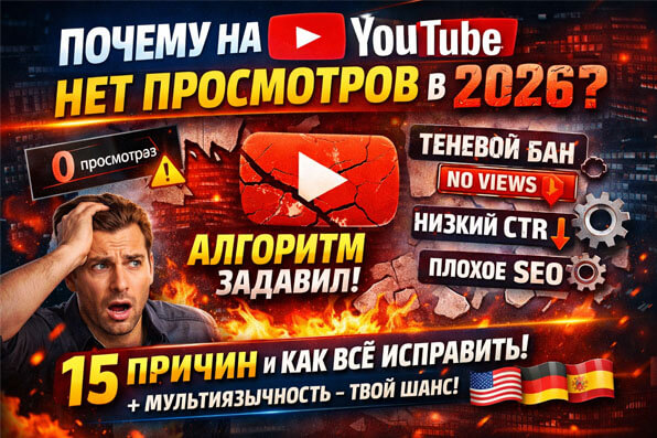 Почему 0 просмотров на YouTube в 2026? 15 ошибок и как взлететь Почему 0 просмотров на YouTube в 2026? 15 ошибок и как взлететь