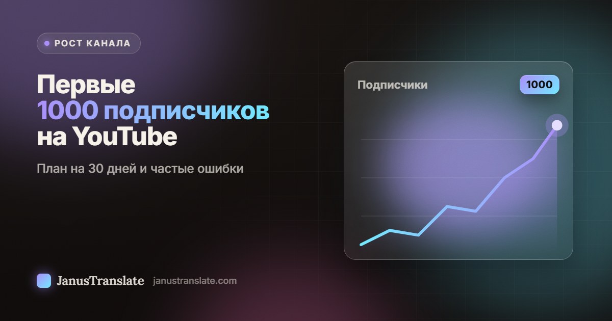 Первые 1000 подписчиков на YouTube: план на 30 дней и частые ошибки