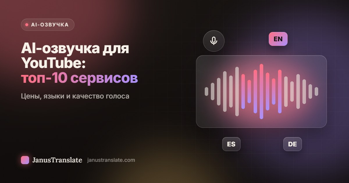 AI-озвучка для YouTube: топ-10 сервисов: цены, языки и качество голоса