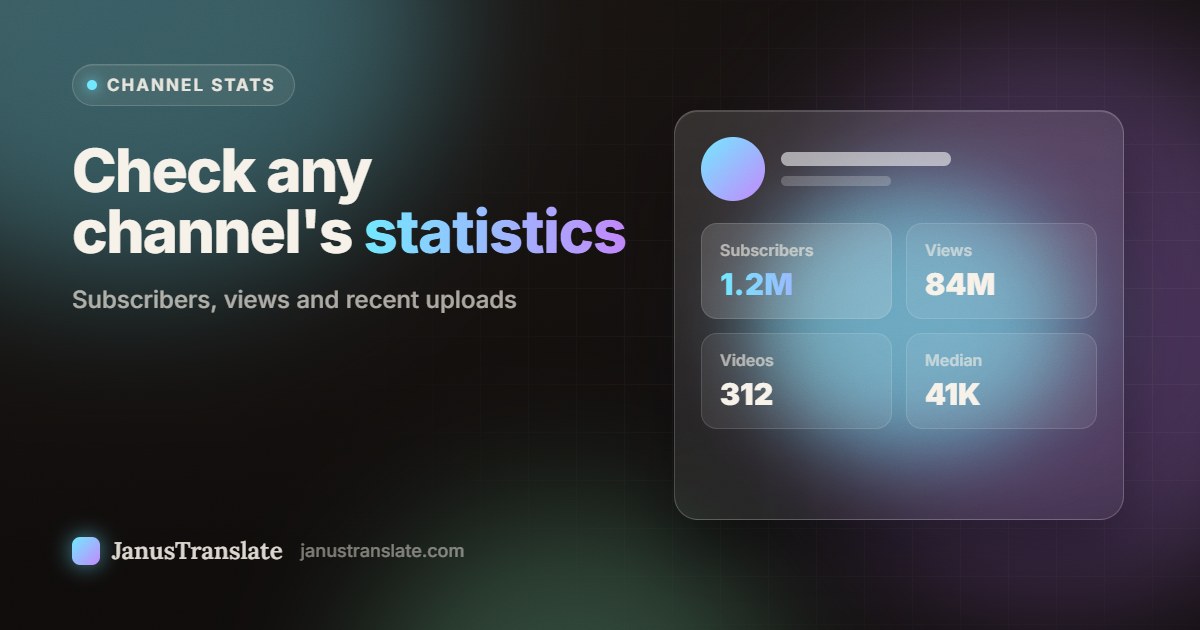 Check any channel's statistics: subscribers, views and recent uploads