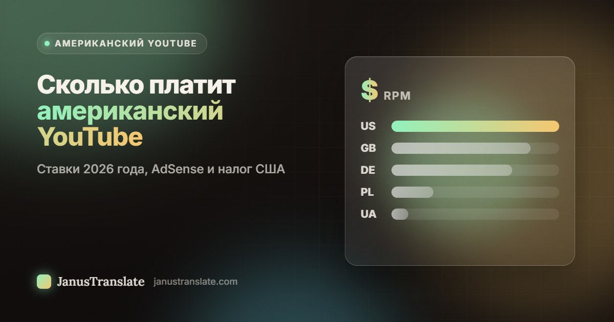 Сколько платит американский YouTube: ставки 2026 года, AdSense и налог США