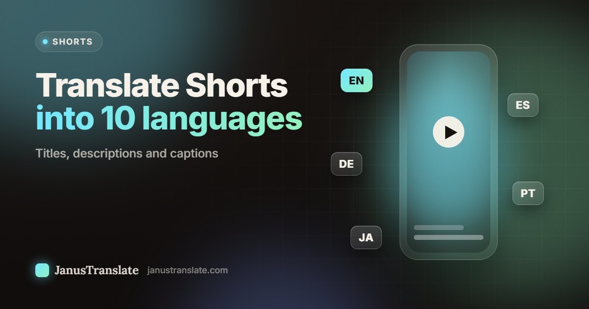 Translate Shorts into 10 languages: titles, descriptions and captions