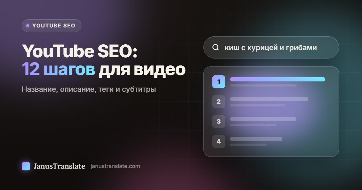 YouTube SEO: 12 шагов для видео: название, описание, теги и субтитры