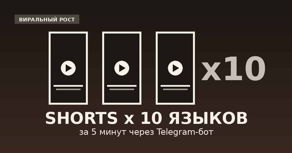 Перевод YouTube Shorts на 10 языков за 5 минут